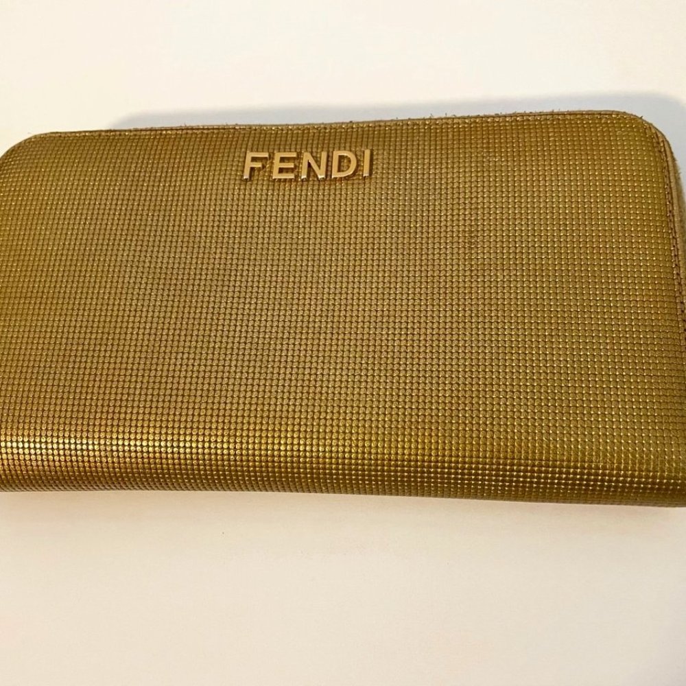 Fendi Gold Zipper Wallet